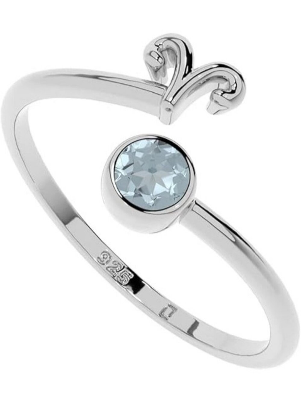 ARIES Natural Gemstone with Zodiac Sign, Stackable Ring